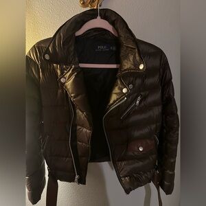 Ralph Lauren brown puffer belted coat size XS